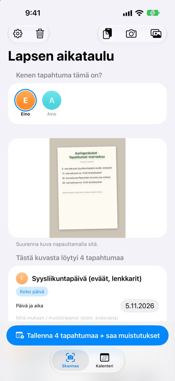 Kuvaa vain tiedote. Muistutamme illalla.