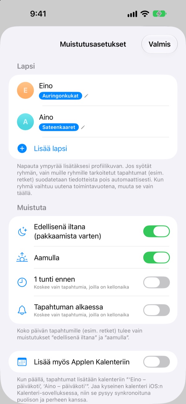 Edellisenä iltana muistutus