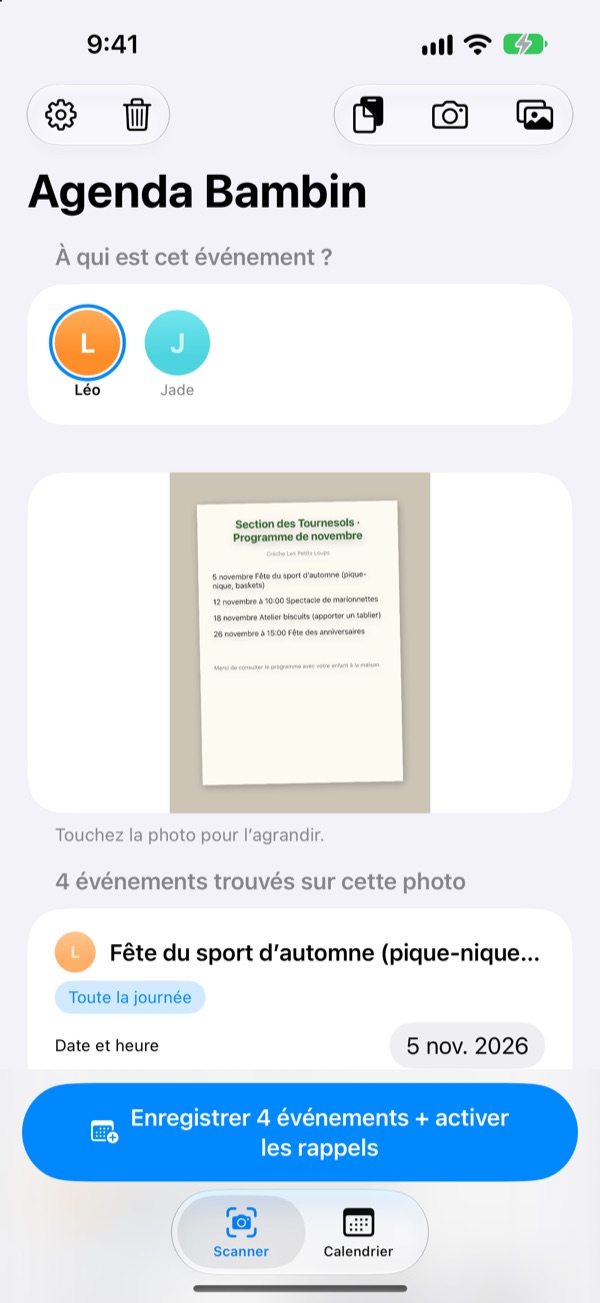 Une photo du mot. Un rappel la veille.