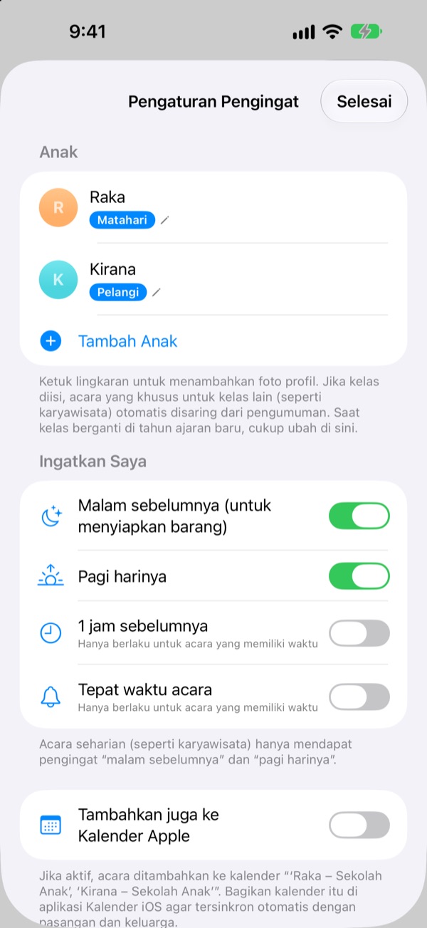 Malam sebelumnya, diingatkan