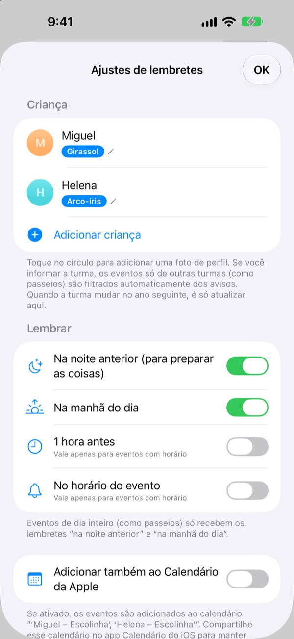 Na véspera, o lembrete