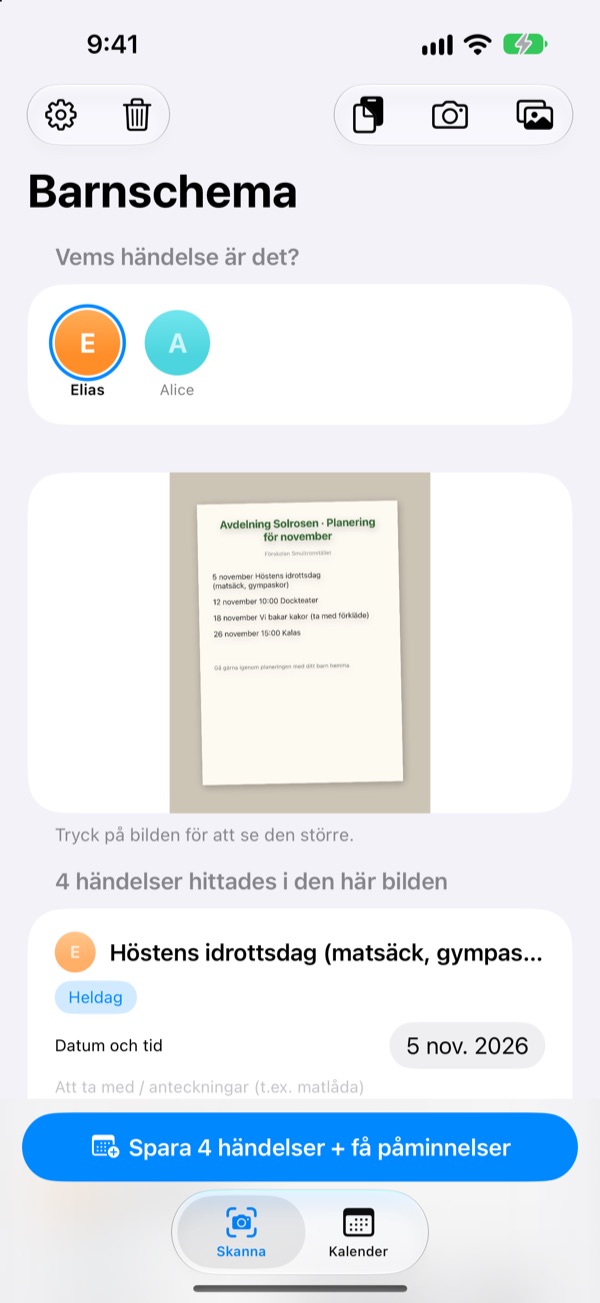 Fota bara lappen. Vi påminner kvällen före.