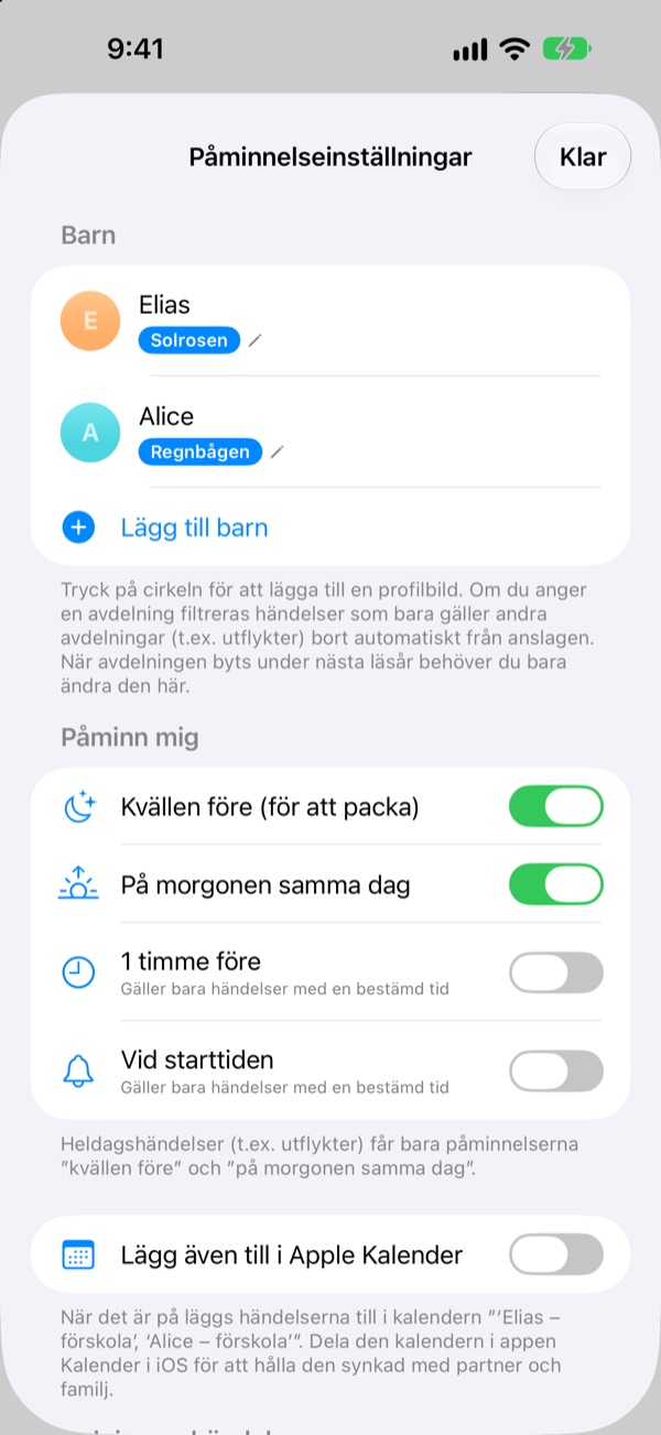 Kvällen före får du veta