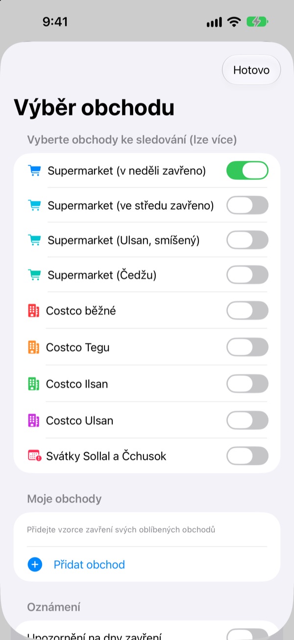 Sedí pro každý region