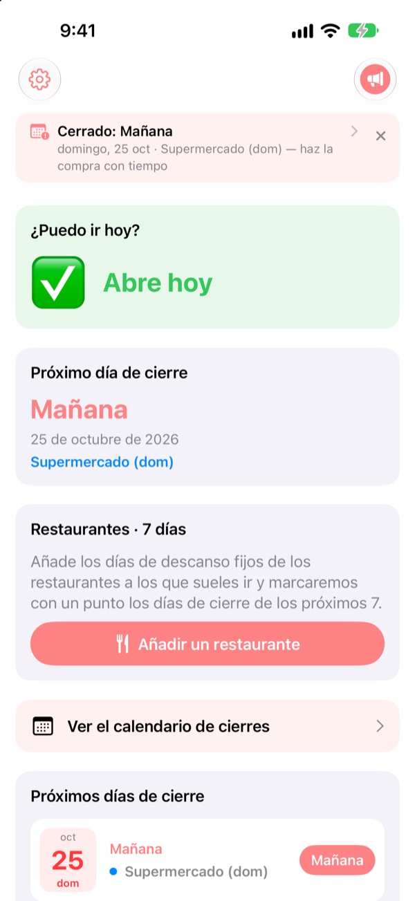 Antes de ir a comprar, comprueba que esté abierto