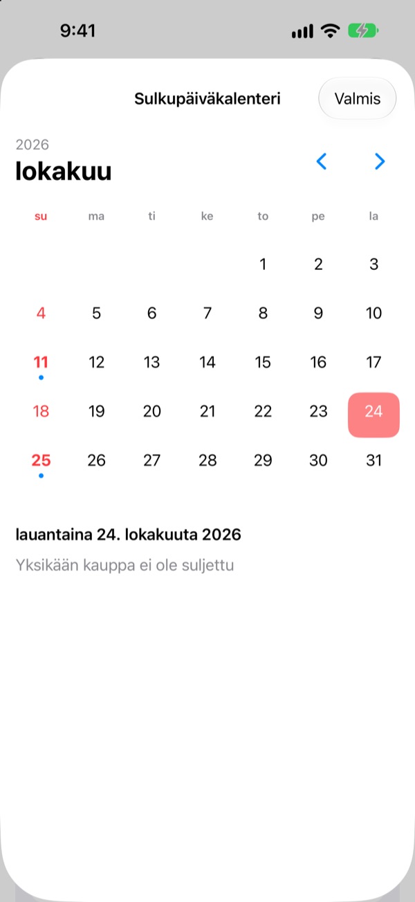 Muistutukset ja widgetit, ettei unohdu