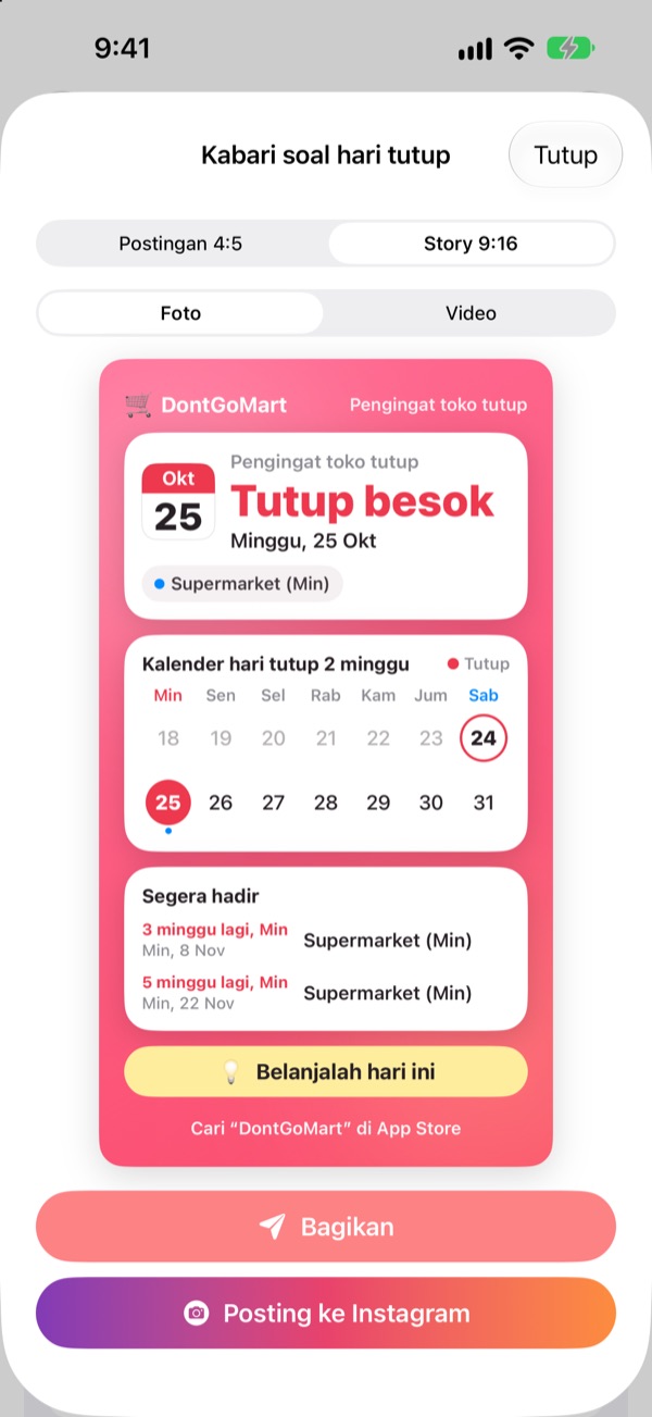 Bagikan lewat satu kartu
