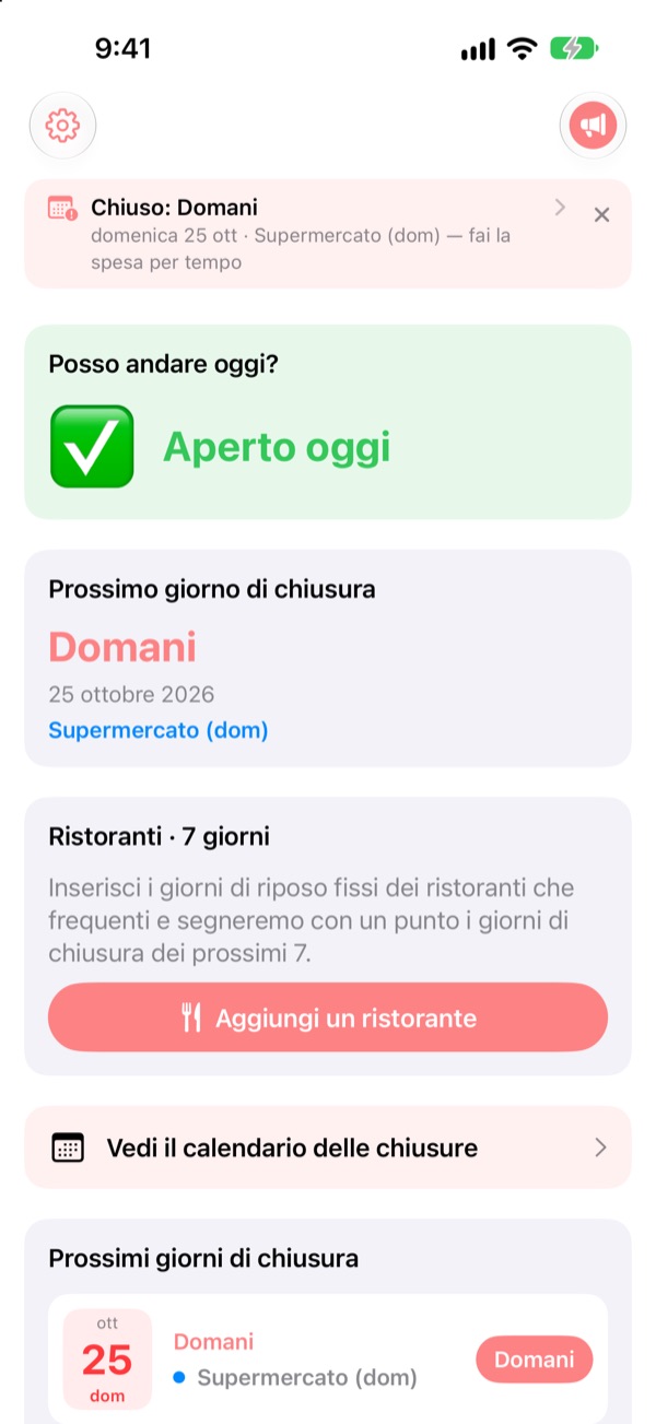 Prima di andare a fare la spesa, controlla che sia aperto