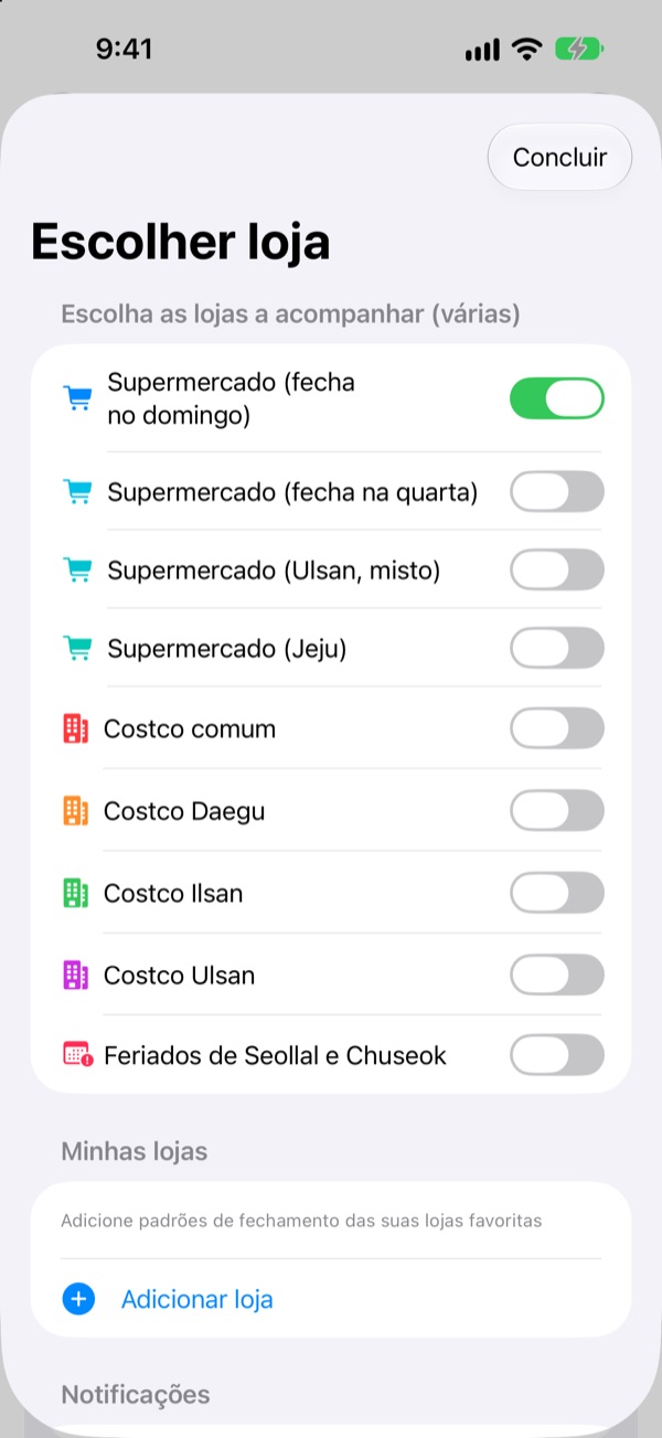 Certo para cada região