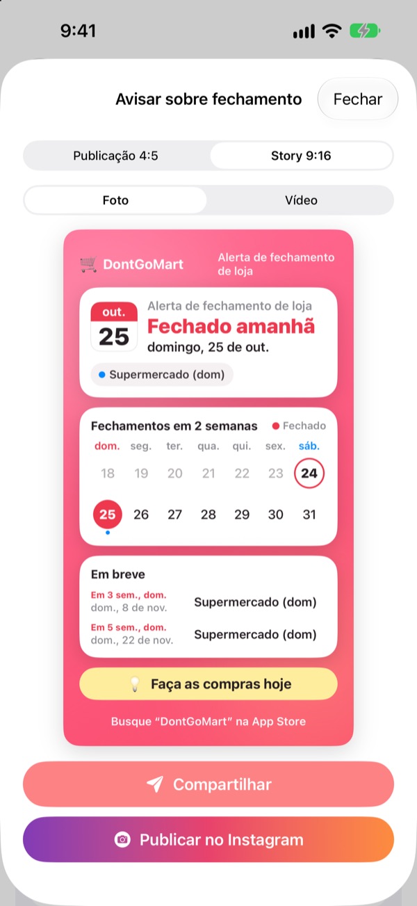 Compartilhe em um único card