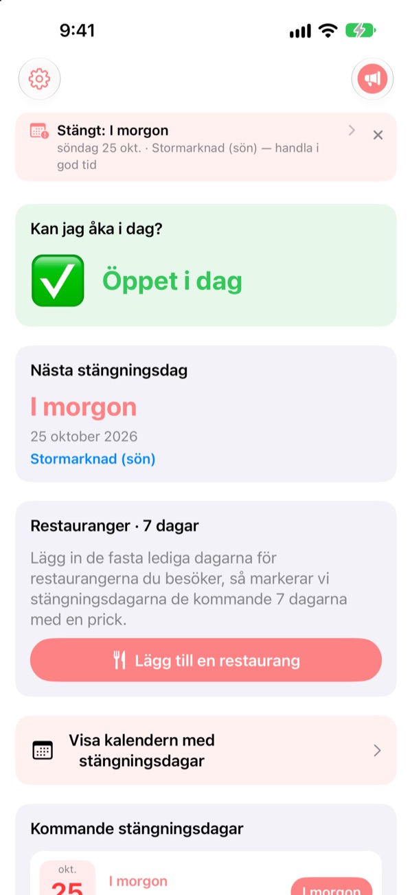 Innan du åker och handlar, kolla att det är öppet