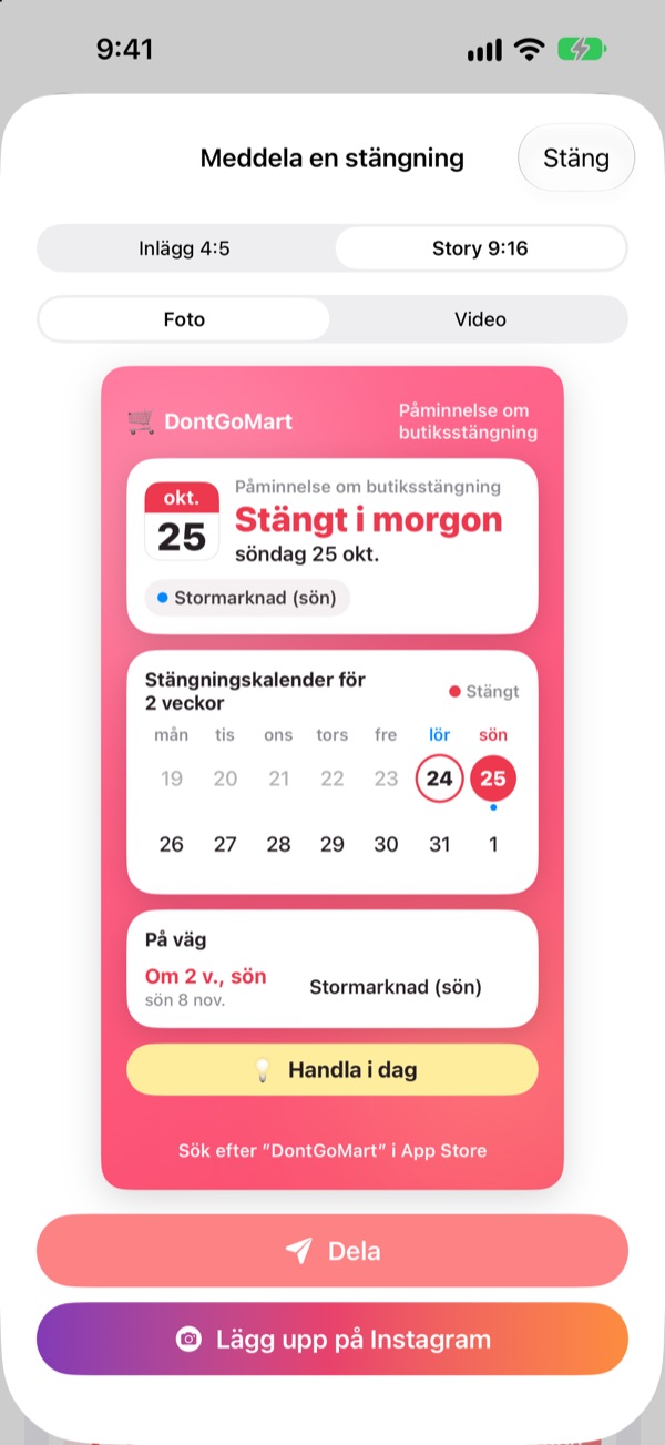 Dela på ett kort