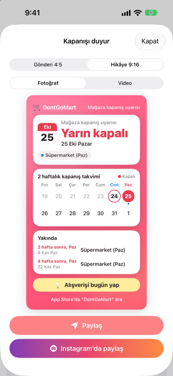 Tek bir kartla paylaş