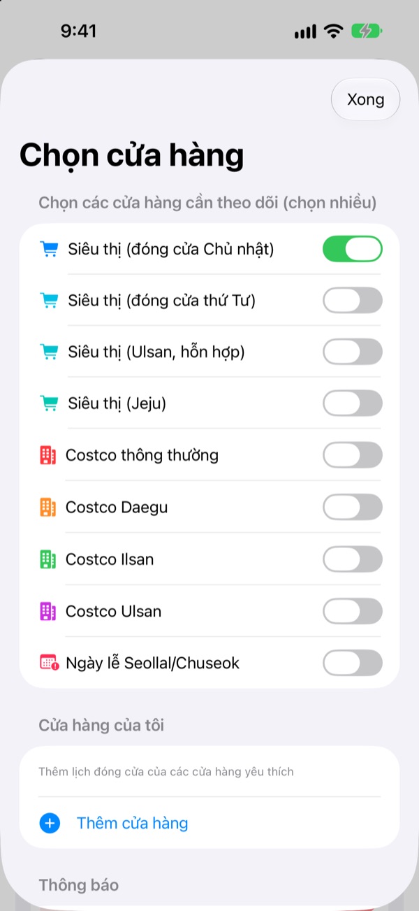 Đúng cho từng vùng