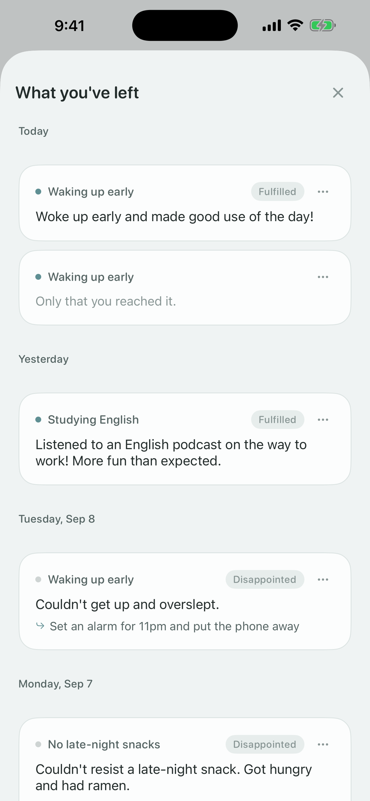 Your notes in date order