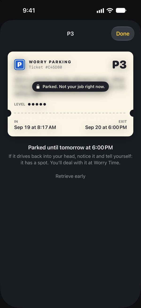 A parked ticket with the worry blurred